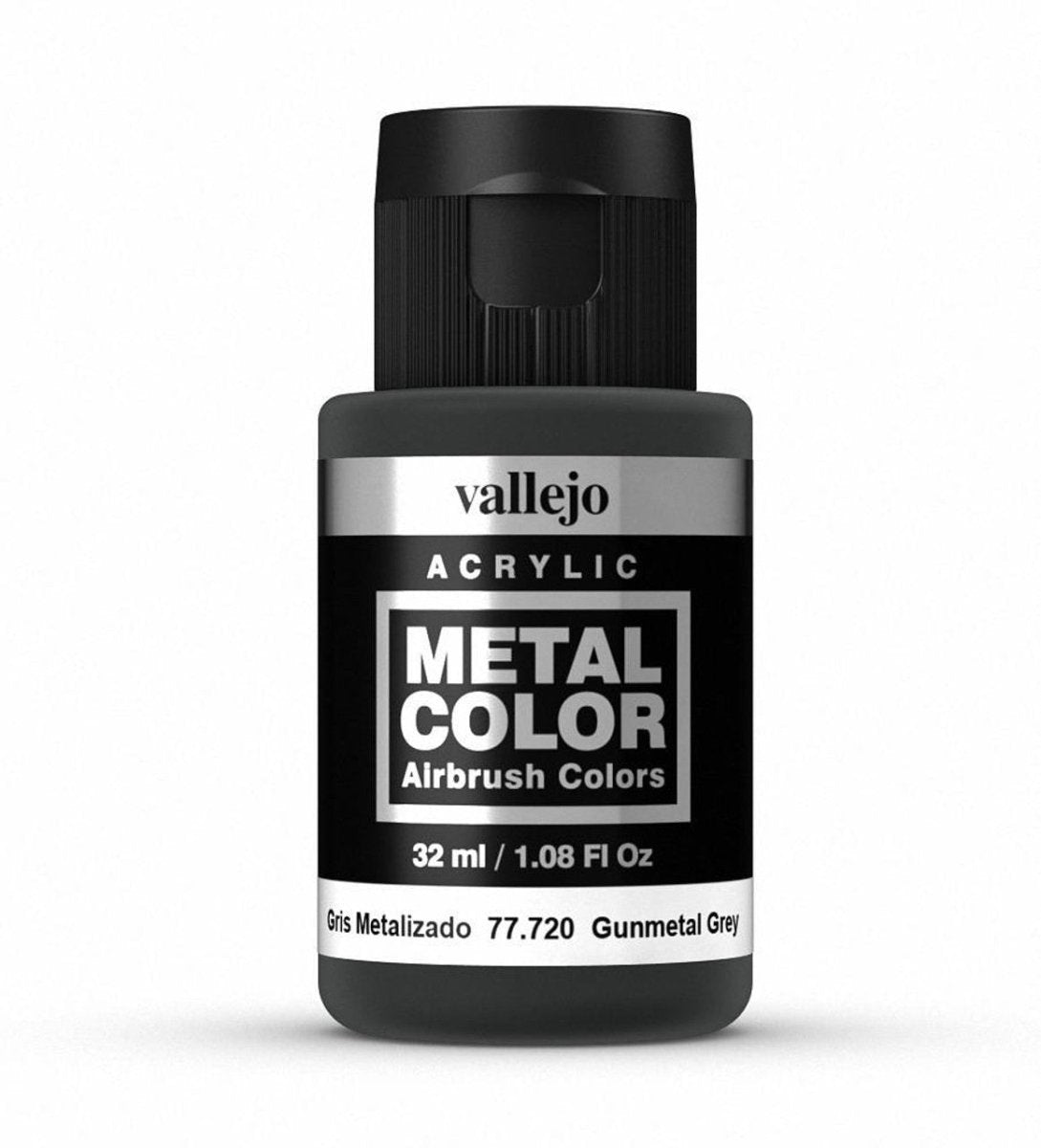 Vallejo Metal Color Metal Color - Gunmetal Grey 32ml metallic airbrush paint bottle