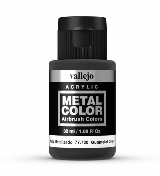 Vallejo Metal Color Metal Color - Gunmetal Grey 32ml metallic airbrush paint bottle