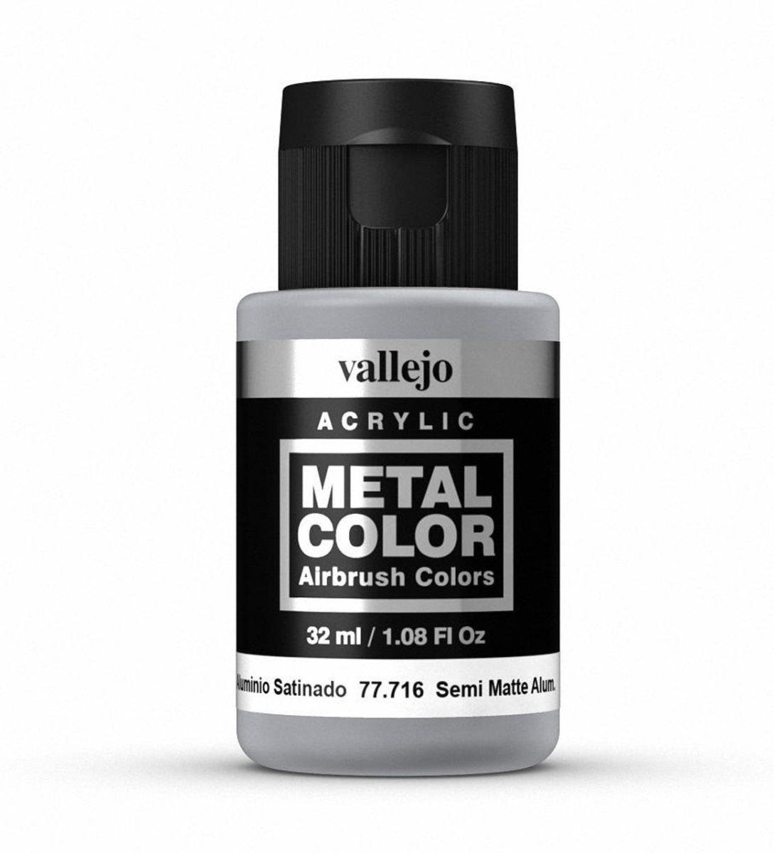 Vallejo Metal Color Metal Color - Semi Matte Aluminium 32ml metallic airbrush paint bottle