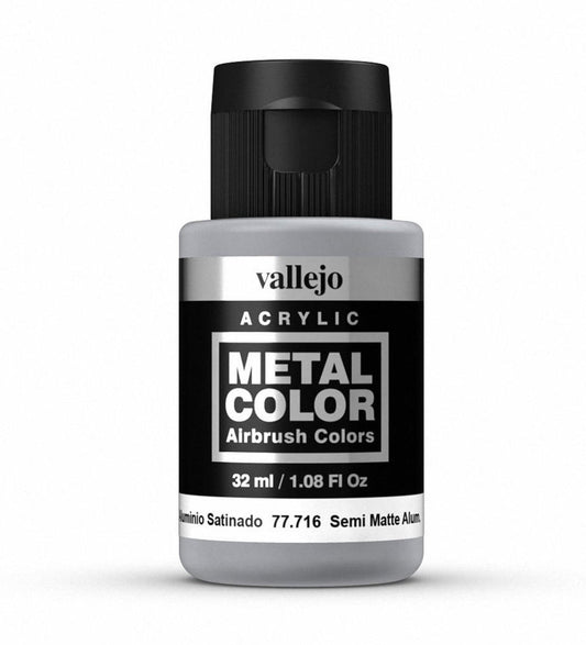 Vallejo Metal Color Metal Color - Semi Matte Aluminium 32ml metallic airbrush paint bottle