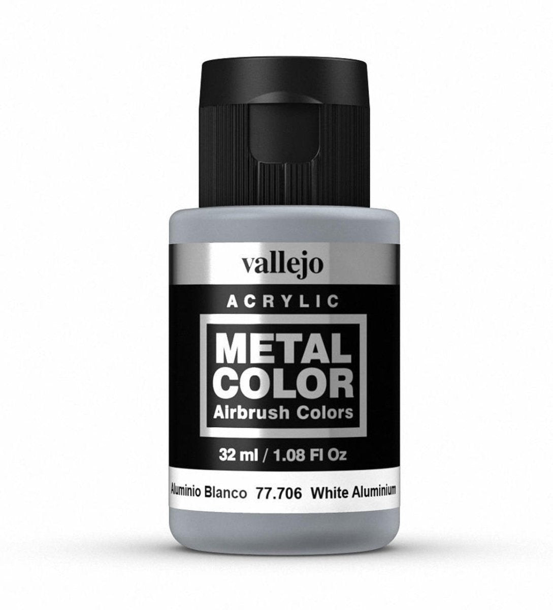 Vallejo Metal Color Metal Color - White Aluminium 32ml metallic airbrush paint bottle