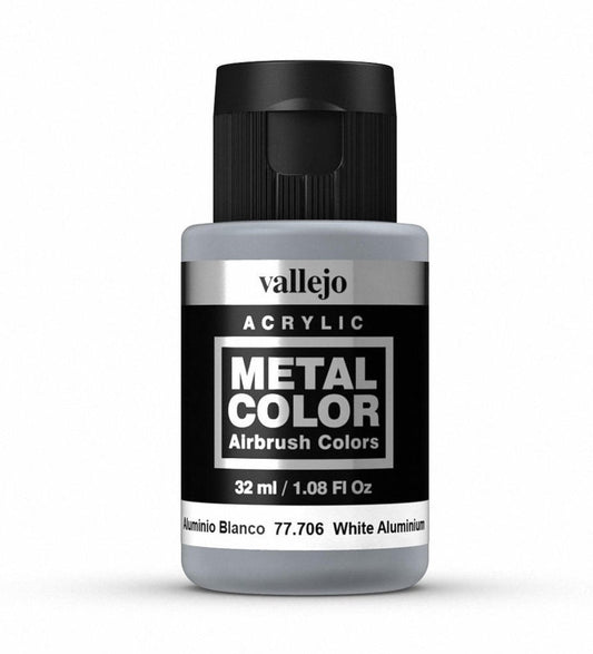 Vallejo Metal Color Metal Color - White Aluminium 32ml metallic airbrush paint bottle