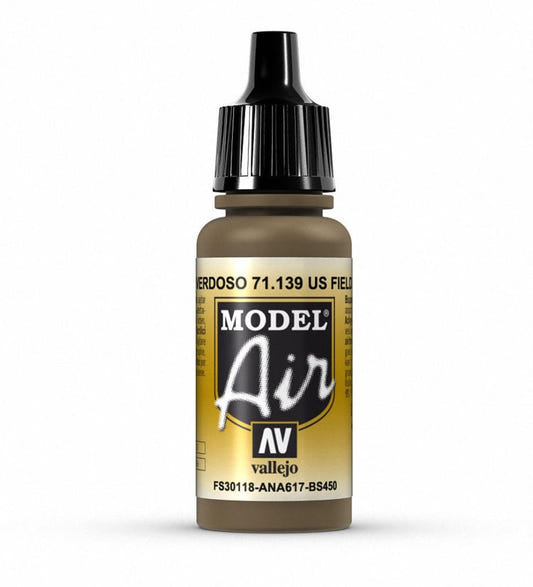 Vallejo Model Air Model Air 17ml - US Field Drab (FS30118) airbrush acrylic paint dropper bottle