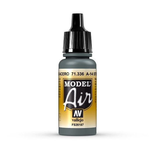 Vallejo Model Air Model Air - A-14 Steel Grey airbrush acrylic paint dropper bottle
