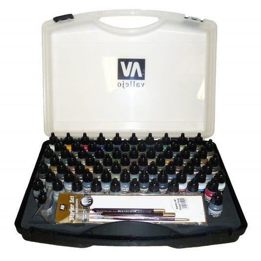 Vallejo Model Air Basic Range Box Set (72 colours + 3 brushes + carry case) paint set