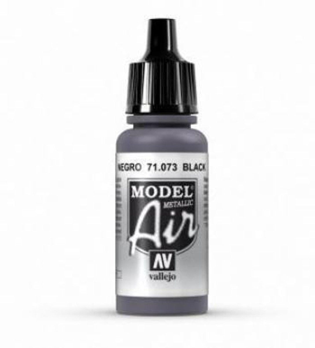 Vallejo Model Air Model Air - Black (Metallic) airbrush acrylic paint dropper bottle