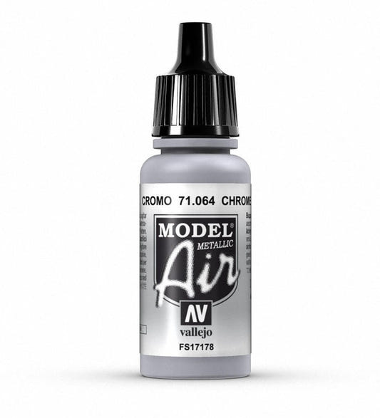 Vallejo Model Air Model Air - Chrome (Metallic) airbrush acrylic paint dropper bottle