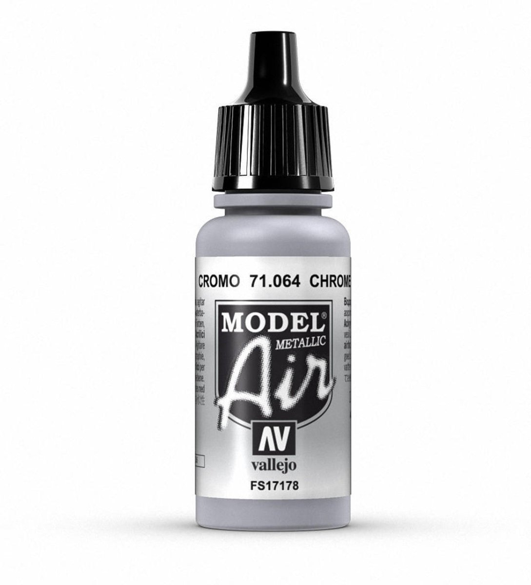 Vallejo Model Air Model Air - Chrome (Metallic) airbrush acrylic paint dropper bottle
