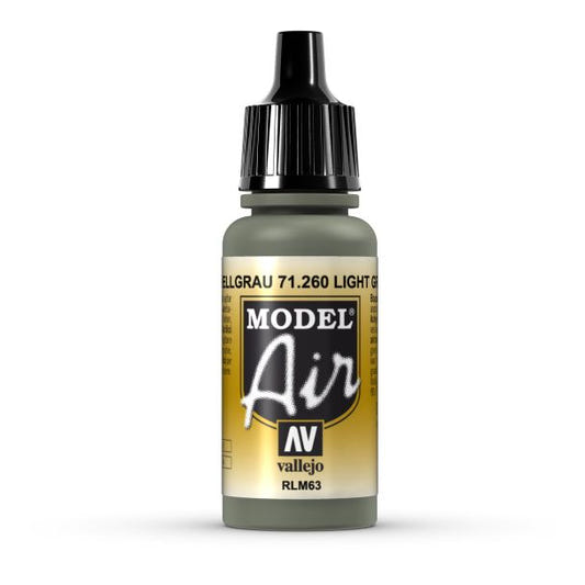 Vallejo Model Air Model Air - Light Grey RLM63 airbrush acrylic paint dropper bottle