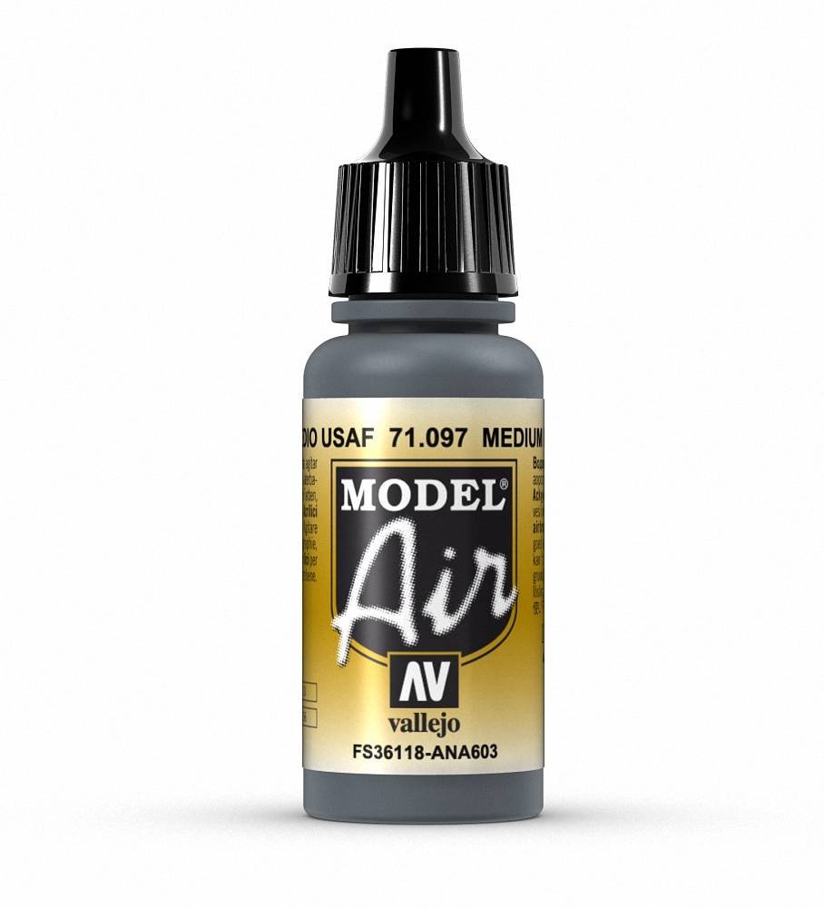Vallejo Model Air Model Air - Medium Grey Primer airbrush acrylic paint dropper bottle