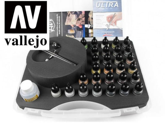 Vallejo Model Air - Military Colours & Airbrush Set paint set