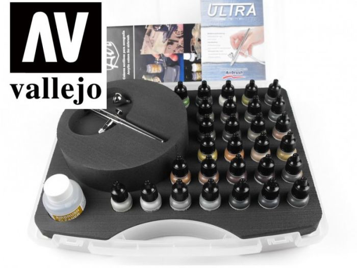 Vallejo Model Air - Military Colours & Airbrush Set paint set