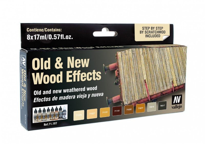 Vallejo Model Air Model Air Set - Old & New Wood Effects airbrush acrylic paint dropper bottle