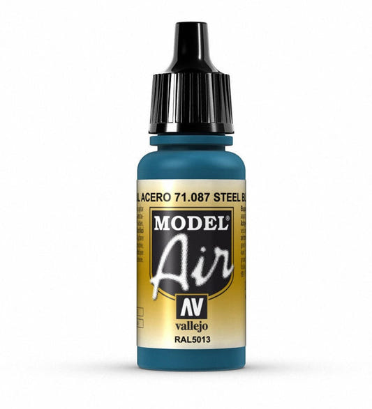 Vallejo Model Air Model Air - Steel Blue airbrush acrylic paint dropper bottle