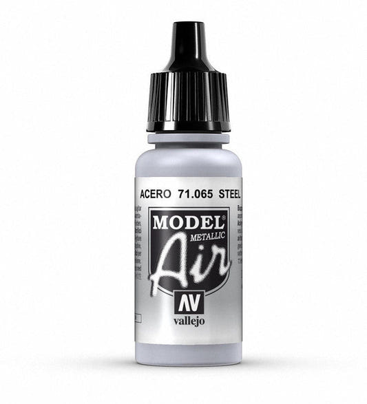 Vallejo Model Air Model Air - Steel (Metallic) airbrush acrylic paint dropper bottle