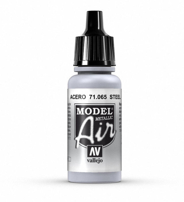 Vallejo Model Air Model Air - Steel (Metallic) airbrush acrylic paint dropper bottle
