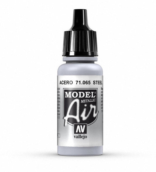 Vallejo Model Air Model Air - Steel (Metallic) airbrush acrylic paint dropper bottle