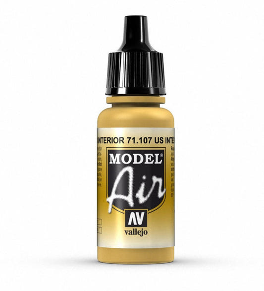 Vallejo Model Air Model Air - US Interior Yellow airbrush acrylic paint dropper bottle