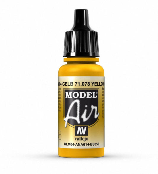 Vallejo Model Air Model Air - Yellow (RLM04) airbrush acrylic paint dropper bottle