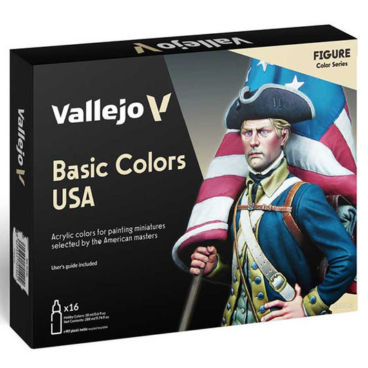 Vallejo Model Color Model Color - Basic Colors USA (x16) matt acrylic paint dropper bottle