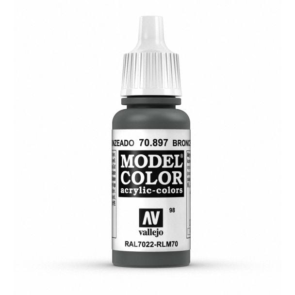Vallejo Model Color Model Color - Bronze Green matt acrylic paint dropper bottle