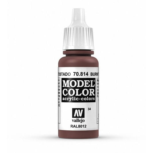 Vallejo Model Color Model Color - Burnt Cadmium Red matt acrylic paint dropper bottle
