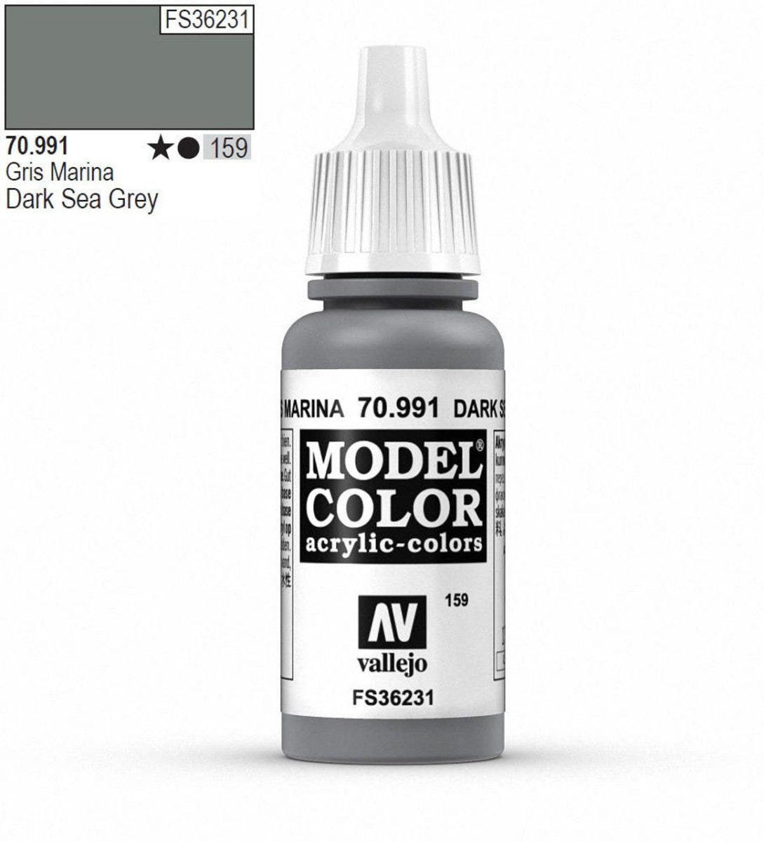 Vallejo Model Color Model Color - Dark Sea Grey matt acrylic paint dropper bottle