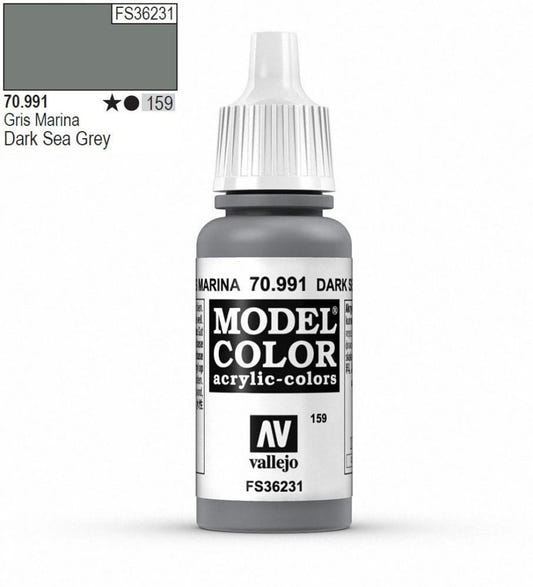 Vallejo Model Color Model Color - Dark Sea Grey matt acrylic paint dropper bottle