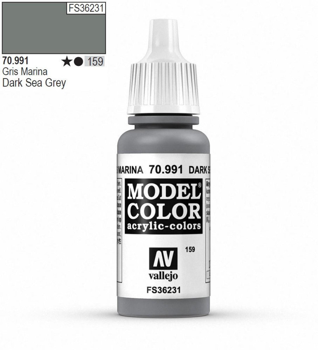 Vallejo Model Color Model Color - Dark Sea Grey matt acrylic paint dropper bottle