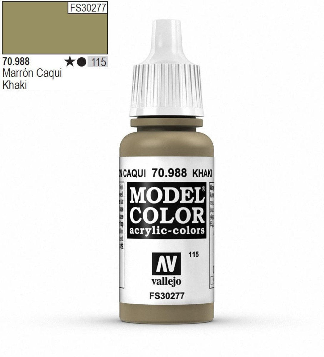 Vallejo Model Color Model Color - Khaki matt acrylic paint dropper bottle