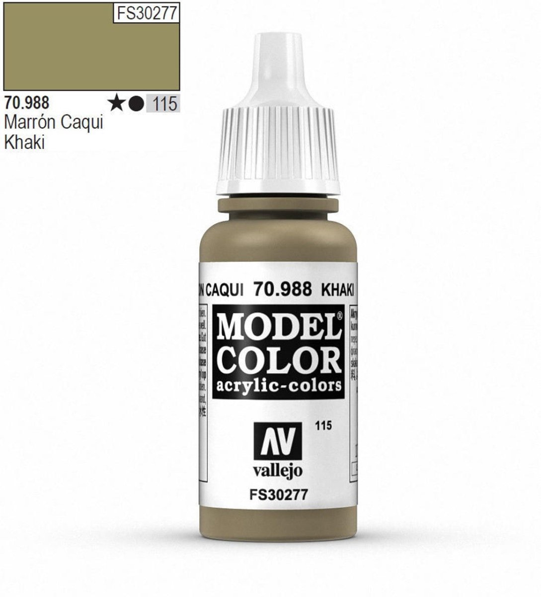 Vallejo Model Color Model Color - Khaki matt acrylic paint dropper bottle