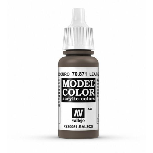 Vallejo Model Color Model Color - Leather Brown matt acrylic paint dropper bottle