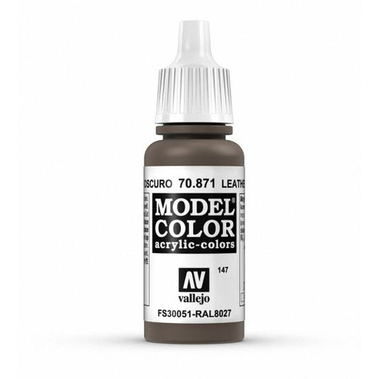 Vallejo Model Color Model Color - Leather Brown matt acrylic paint dropper bottle