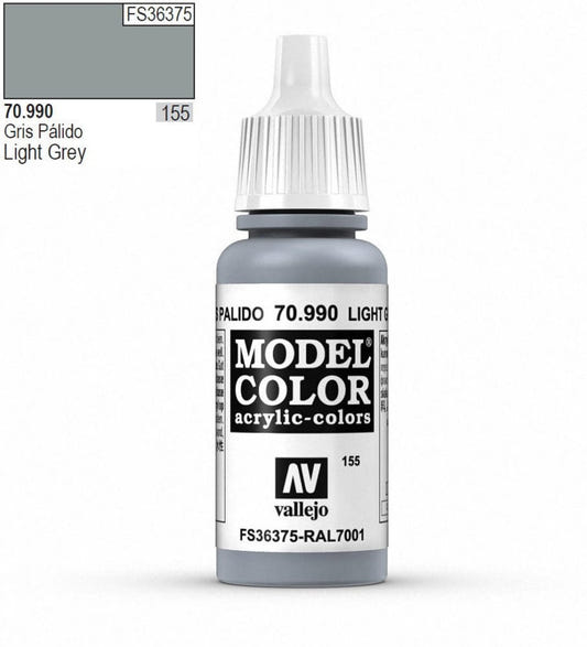 Vallejo Model Color Model Color - Light Grey matt acrylic paint dropper bottle