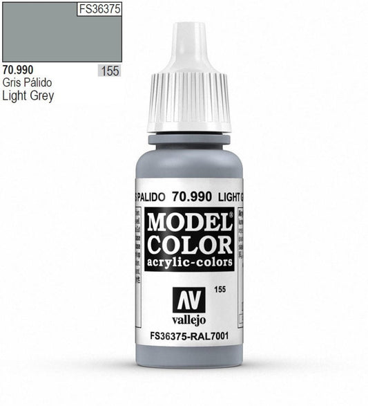Vallejo Model Color Model Color - Light Grey matt acrylic paint dropper bottle