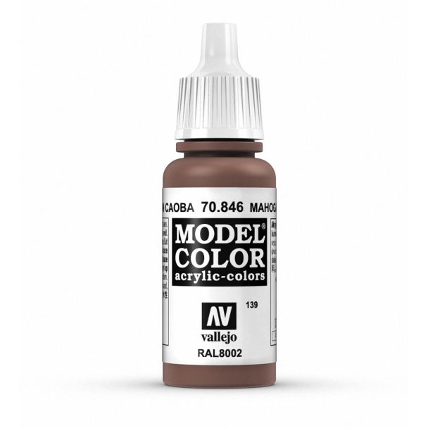 Vallejo Model Color Model Color - Mahogany Brown matt acrylic paint dropper bottle