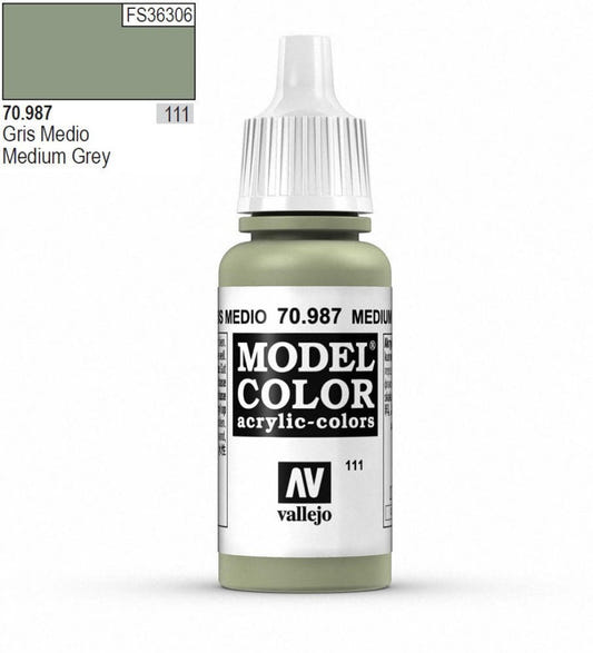 Vallejo Model Color Model Color - Medium Grey matt acrylic paint dropper bottle