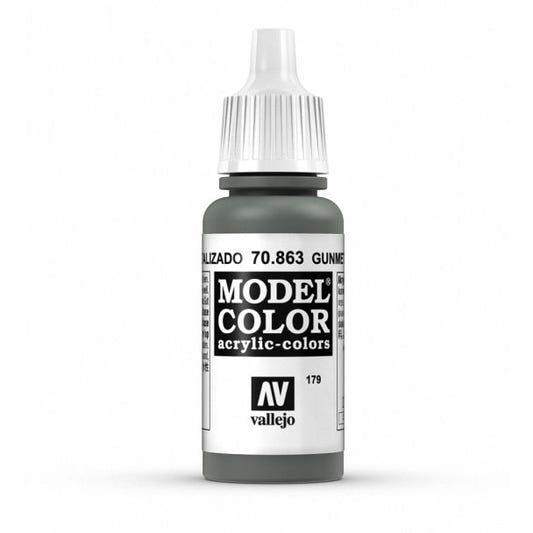 Vallejo Model Color Model Color - Metallic Gunmetal Grey matt acrylic paint dropper bottle