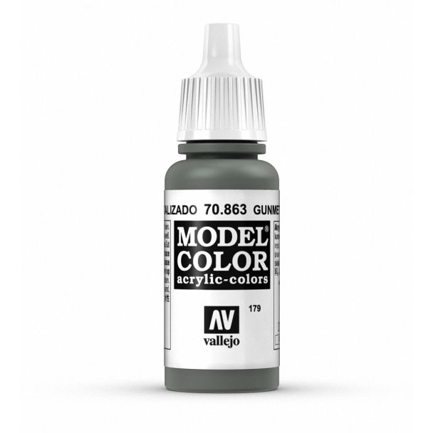 Vallejo Model Color Model Color - Metallic Gunmetal Grey matt acrylic paint dropper bottle