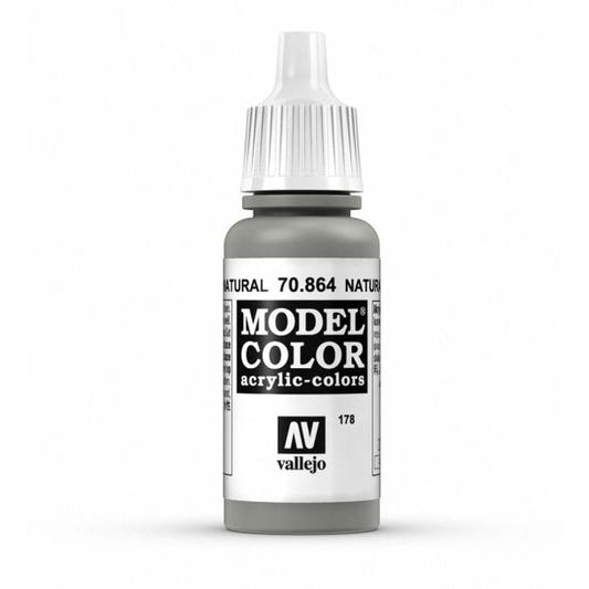 Vallejo Model Color Model Color - Metallic Natural Steel matt acrylic paint dropper bottle