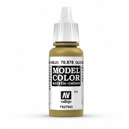Vallejo Model Color Model Color - Metallic Old Gold matt acrylic paint dropper bottle