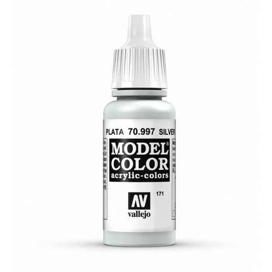 Vallejo Model Color Model Color - Metallic Silver matt acrylic paint dropper bottle