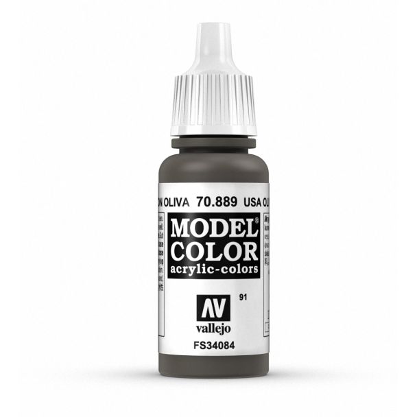 Vallejo Model Color Model Color - Olive Drab matt acrylic paint dropper bottle