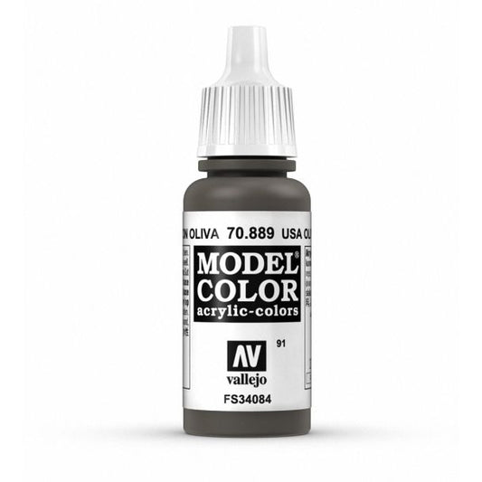 Vallejo Model Color Model Color - Olive Drab matt acrylic paint dropper bottle