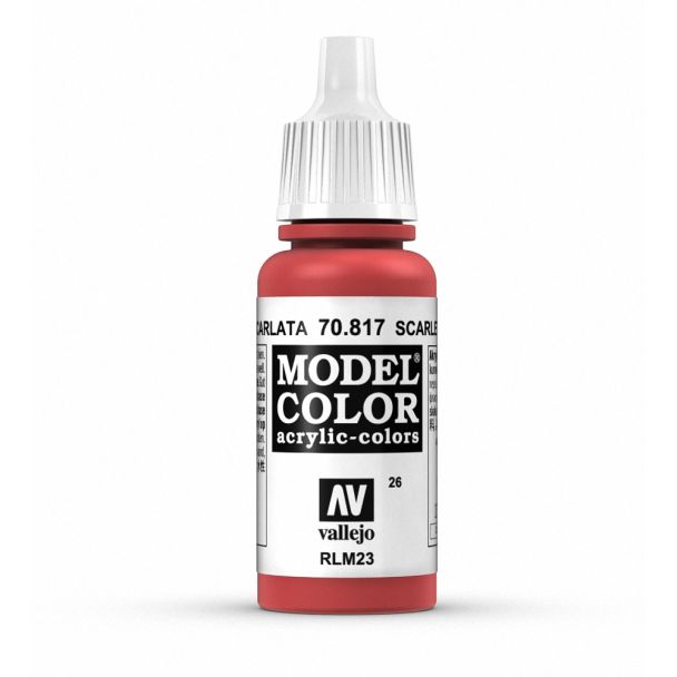 Vallejo Model Color Model Color - Scarlet matt acrylic paint dropper bottle