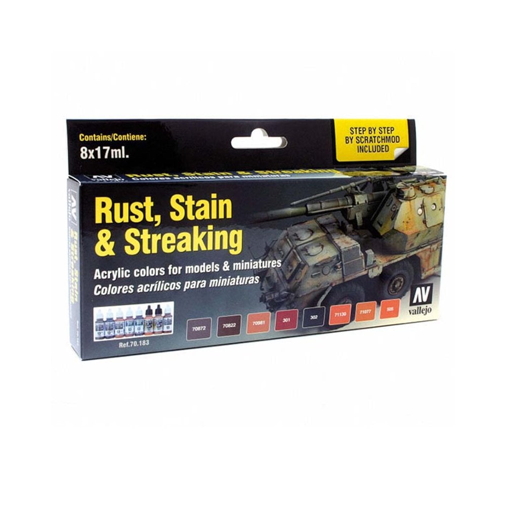 Vallejo Model Color Set - Rust, Stains and Streaking (x8) paint set