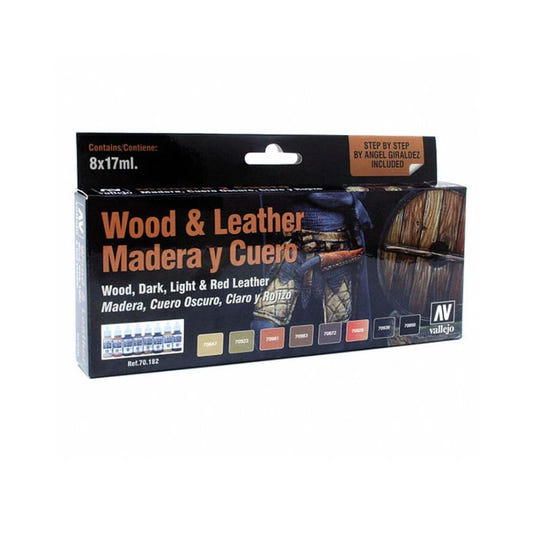 Vallejo Model Color Set - Wood & Leather (x8) paint set