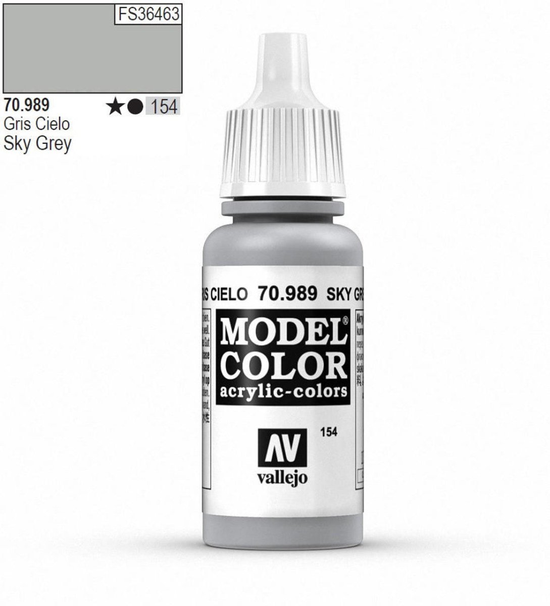 Vallejo Model Color Model Color - Sky Grey matt acrylic paint dropper bottle