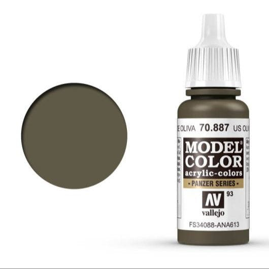 Vallejo Model Color Model Color - US Olive Drab matt acrylic paint dropper bottle