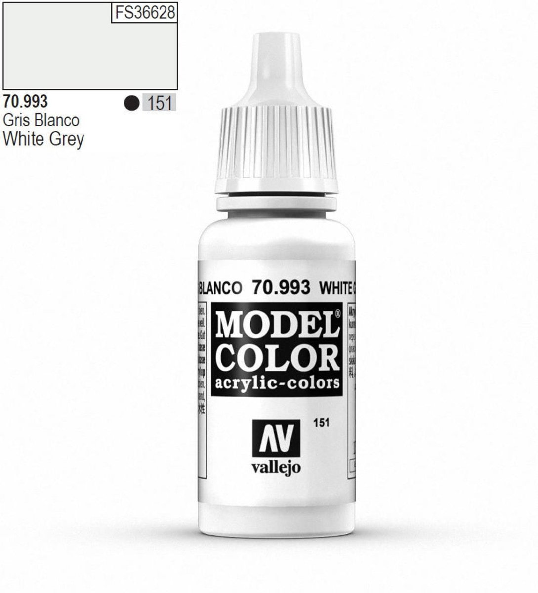 Vallejo Model Color Model Color - White Grey matt acrylic paint dropper bottle